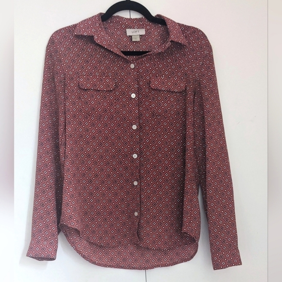 Loft XS Coral Button Down - Picture 1 of 5